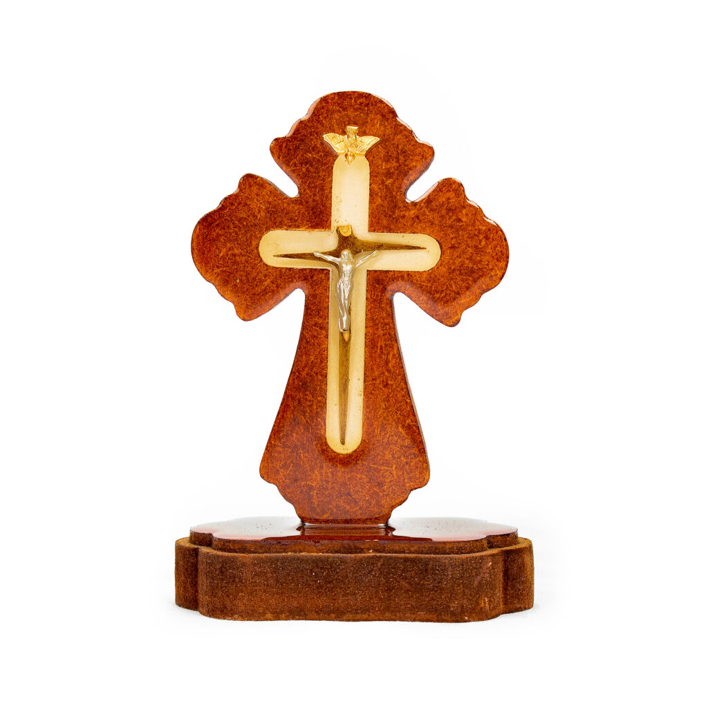 42 Cruz de madera con base y espina “12 cm” San Rafael Arcángel